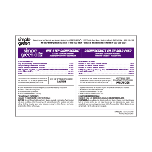 D PRO 5 - 5Gal. JUG, Label